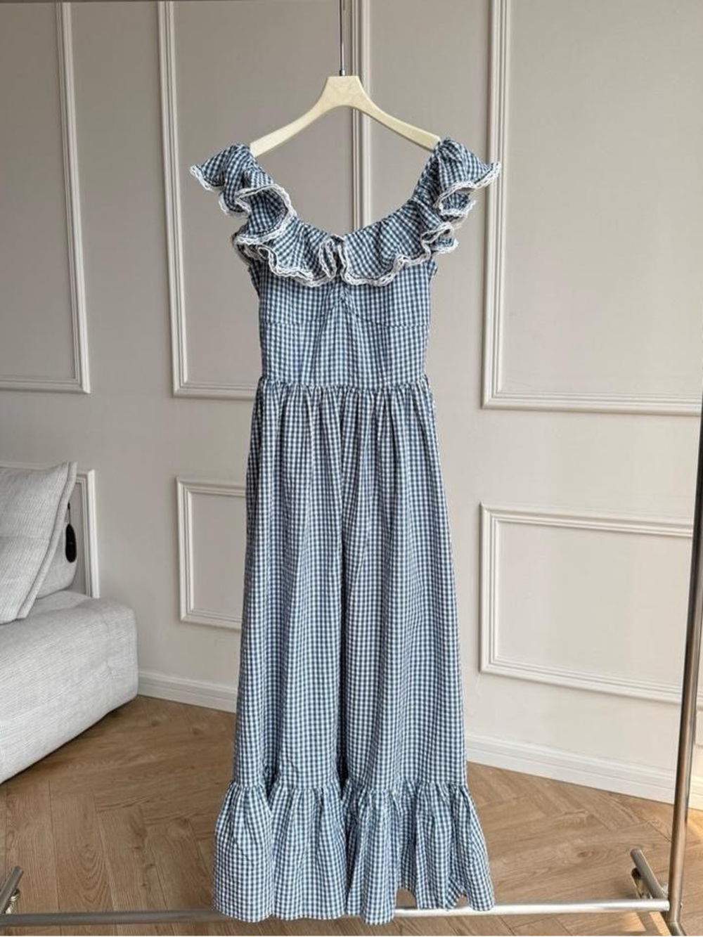 DOEN Sora Dress in Blue Gingham - Picture 3 of 7